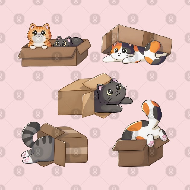 Cute Cats In Boxes by Meowrye