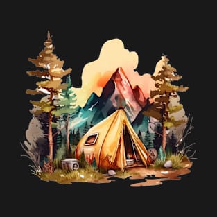 Camping in tent camp site no words T-Shirt
