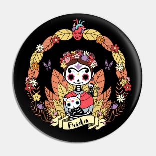 Cute Frida sugar skull Pin