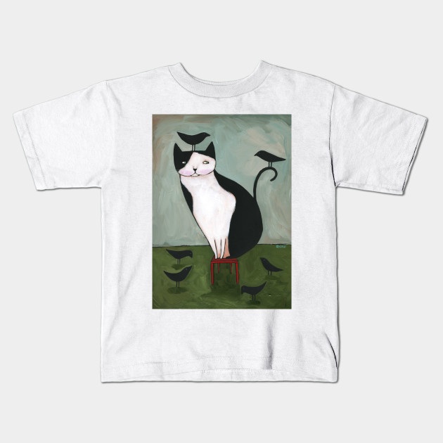 Tuxedo Cat And Crow Friends Cat Kids T Shirt Teepublic