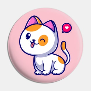 Cute Cat Sitting Cartoon Illustration Pin