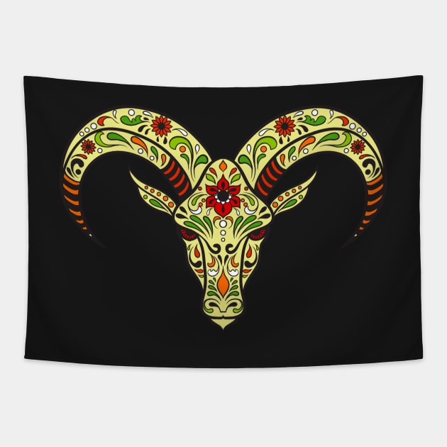 Calavera water buffalo Tapestry by MiRaFoto