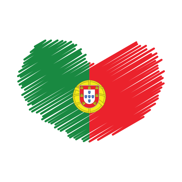 Portugal Flag Heart Design by Sanu Designs