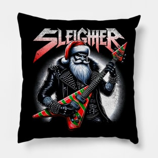 Sleigher Santa Claus Rock Christmas Pillow