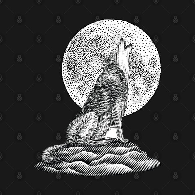 Wolf Full Moon Drawn Moon Lone Howl Wild by Onceer