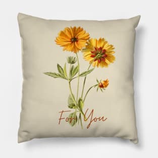 For You (Sun flower painted) Vintage and Aesthetic Pillow