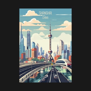 Shanghai China Travel Print Wall Art, Home Décor, Gift Art T-Shirt