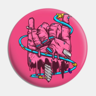 pink zombie metal horns Pin