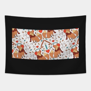 Christmas Fox Pattern Design Tapestry