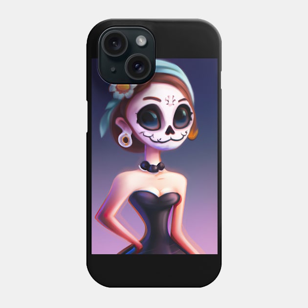 classy sugar skull girl Phone Case by KeeRodDesigner1