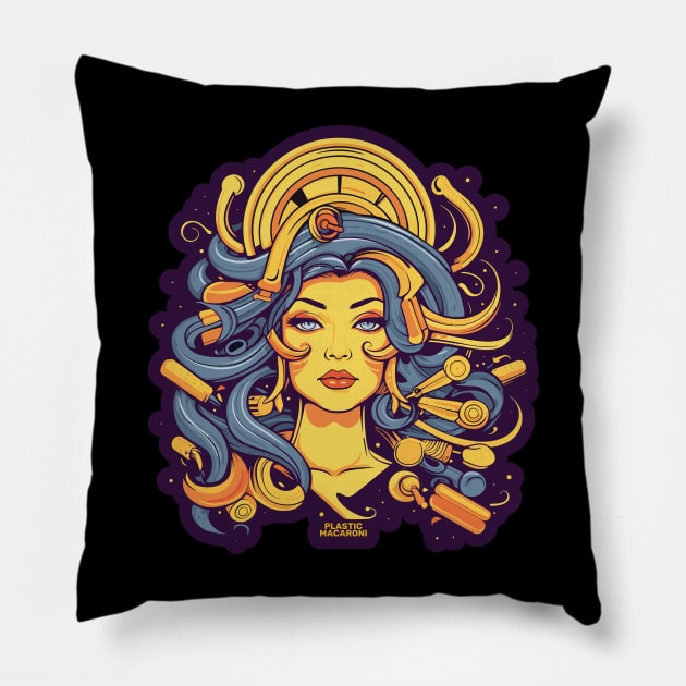 Plastic Macaroni Boho Trippy Hippy Gnocchi Pillow by BoobRoss