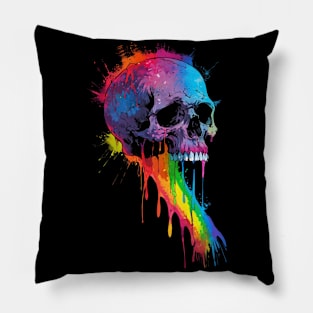 Tie Dye Rainbow Skull Pillow