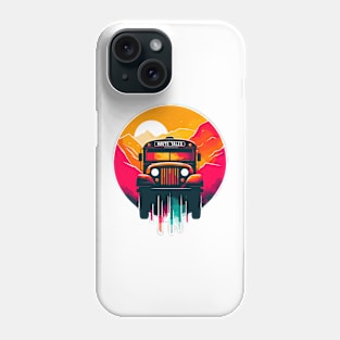 Artistic silhouette of a school bus, Route Tales Phone Case