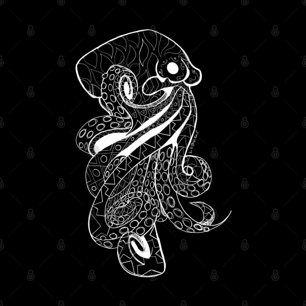 dark octopus on Mayan pattern ecopop by jorge_lebeau