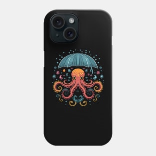 Octopus Rainy Day With Umbrella Phone Case