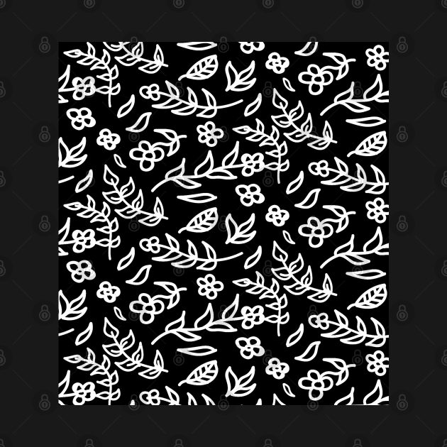 Black and white plants seamless pattern by Spinkly