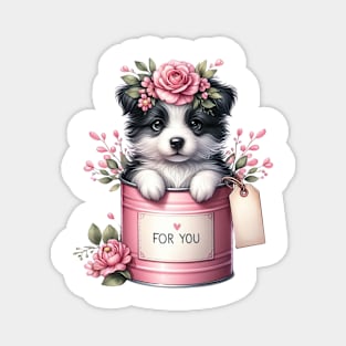 Valentine Border Collie Dog For You Magnet