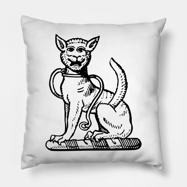 Graceful Black Cat-a-Mountain Pillow by Vintage Boutique