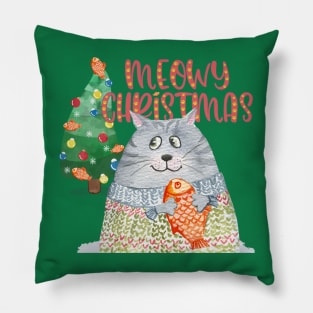 Meowy Christmas Pillow