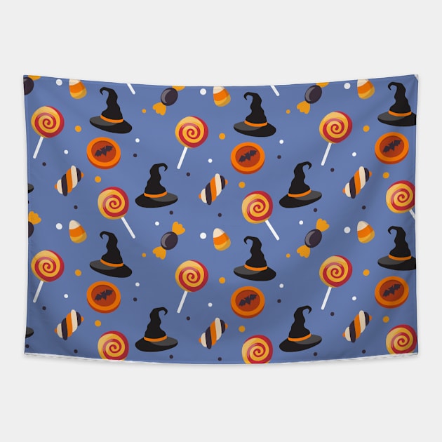 Witch Hat Candy Corn Halloween Fun Cute Spooky Tapestry by OfficialTeeDreams