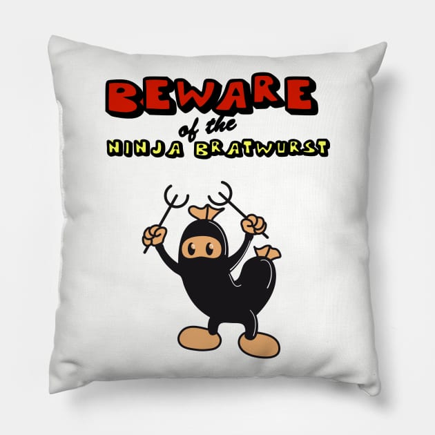 Ninja Bratwurst Pillow by schlag.art