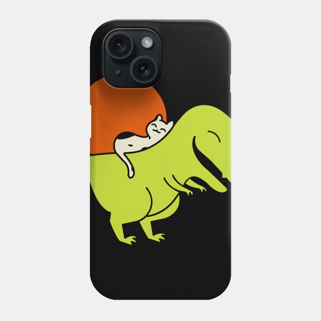 Cute Trex With Cat On The Back Phone Case by MikeHelpi