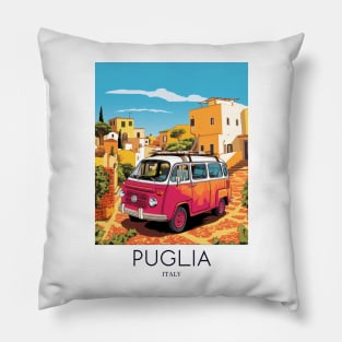 A Pop Art Travel Print of Puglia - Italy Pillow