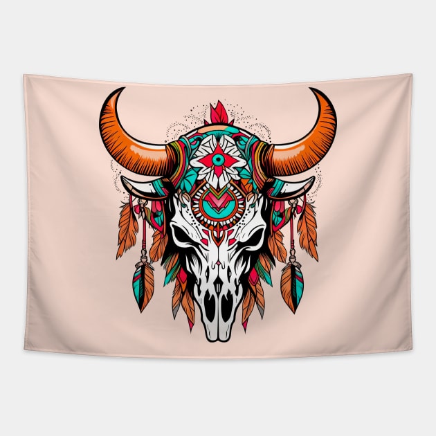 Lovely orange horns Tapestry by Skulls To Go