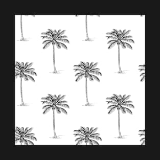 Coconut Palm Trees Line Drawing Pattern T-Shirt