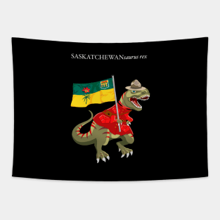 Clanosaurus Rex SASKATCHEWANsaurus rex Saskatchewan Canada Flag Tyrannosaurus Rex Tapestry