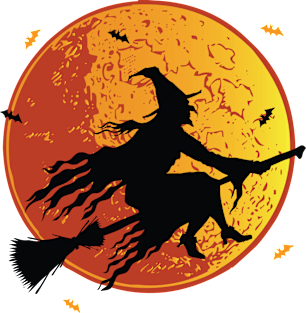 Moon Witch Flying Halloween Design Magnet