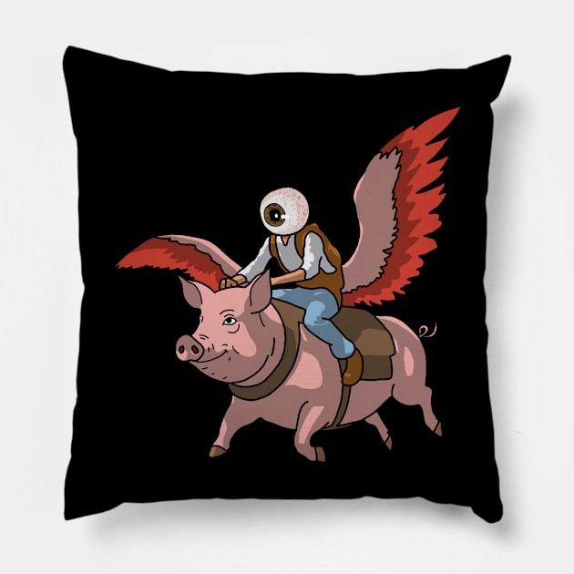 When Pigs Fly Pillow by deadEYEZ