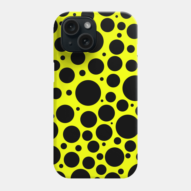 Yellow and black Polka Dots Phone Case by erichristy