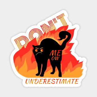 Angry Black Cat with Flames Design Magnet