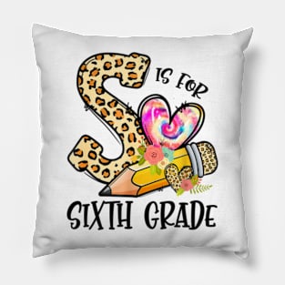 K Is For Sixth Grade Teacher Leopard First Day Of School Pillow