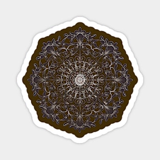 Floral Mandala Pattern with Intricate Flower and Leaf Designs Radiating From the Center Magnet