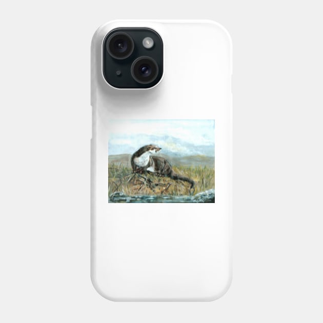 AN OTTER ON A RIVER BANK IN DEVON UK Phone Case by MackenzieTar