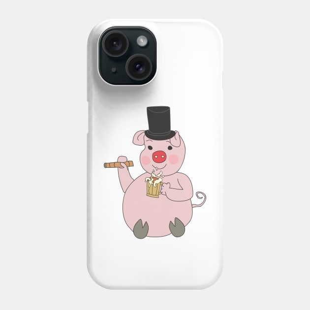 Pig with a cigar and a beer Phone Case by Alekvik