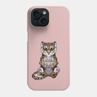 Cute Amur Leopard Drinking Tea Coffee or Hot Chocolate Phone Case