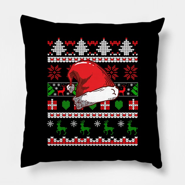 Santa Hat Ugly Christmas, Xmas Pillow by Shiva121