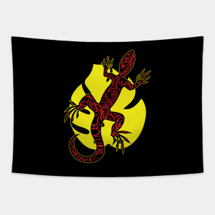 Red Doodle Pattern Lizard Tapestry
