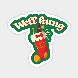 Well Hung - funny christmas Magnet