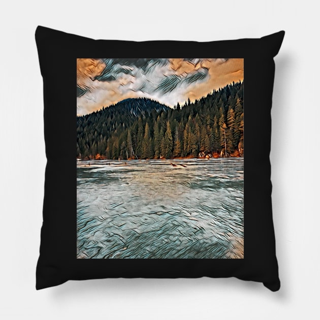 Moutain River Pillow by Atinno