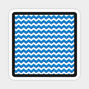 Dark and Light Blue Zig Zag Chevron Lines Repeat Pattern Magnet