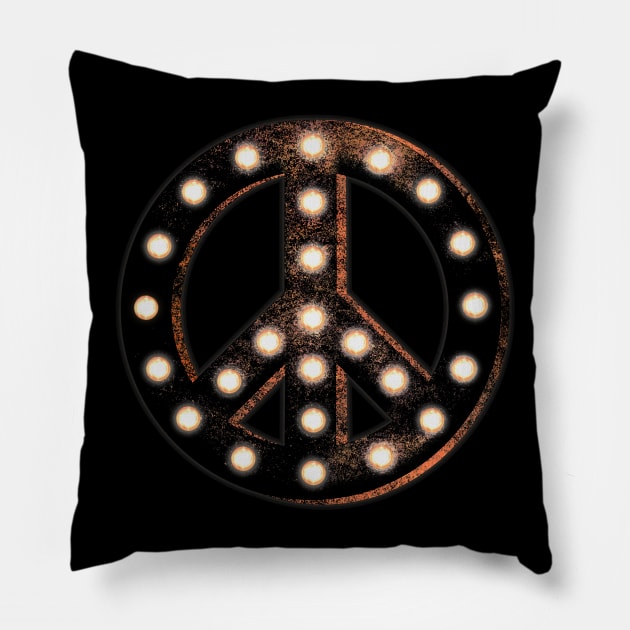 Marquee Peace Pillow by bronzarino