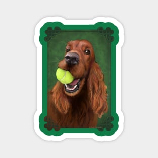 Irish Setter with Tennis Ball illustration by Nadya Neklioudova Magnet