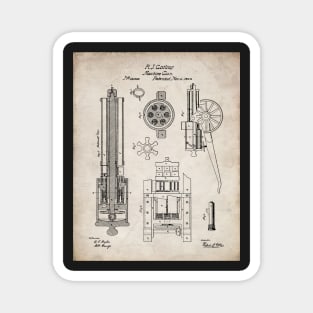 Gatling Machine Gun Patent - Gun Lover Gun Shop Art - Antique Magnet