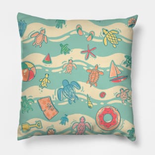 Sea turtles with pool and beach toys Pillow