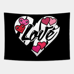 Zebra Kawaii Love Heart Tapestry