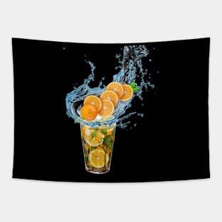 orange blended drink with mint leaves Tapestry